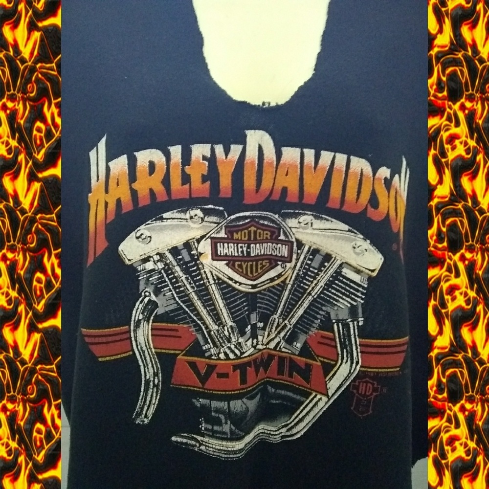 VTG 80'S V-TWIN HARLEY DAVIDSON CUT OUT SWEATSHIRT - Picture 2 of 4